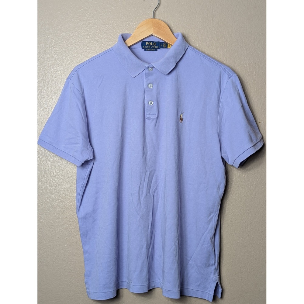 Polo Ralph Lauren Polo Shirt Mens L Purple Slim Fit Short Sleeve Pony Logo